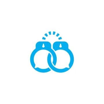 Handcuffs chat, dating apps, violation of law talk logo vector Stock Illustration