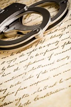 Handcuffs on constitution Foto stock