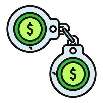 Handcuffs containing dollar signs representing financial crime and corruption Stock Illustration