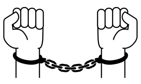 Handcuffs on the hands of the criminal Stock Illustration