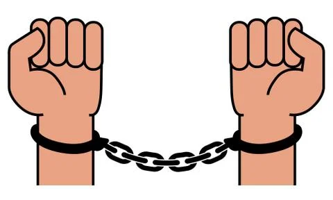 Handcuffs on the hands of the criminal Stock Illustration