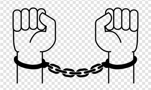 Handcuffs on the hands of the criminal Stock Illustration