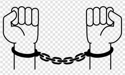 Handcuffs on the hands of the criminal Stock Illustration