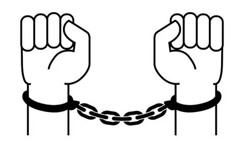 Handcuffs on the hands of the criminal Stock Illustration