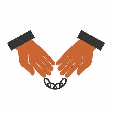 Handcuffs on hands. flat style. Vector illustration Stock Illustration