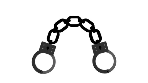 Handcuffs Icon Animation Isolated White and Green Screen Video stock 342608399
