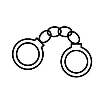 Handcuffs icon. Law pictogram for web. Line stroke. Isolated on white backgro Stock Illustration