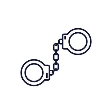 Handcuffs icon on white, line vector Stock Illustration