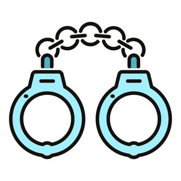 Handcuffs linking together, symbolizing restriction, crime, and security Stock Illustration