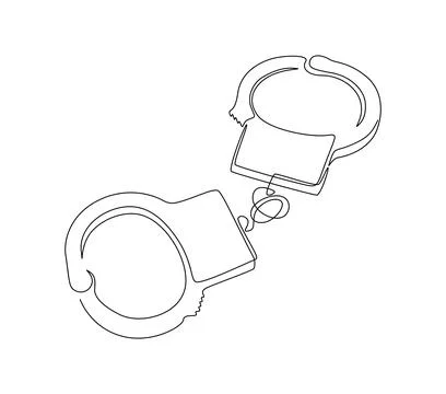 Handcuffs in one continuous line drawing. Symbol of police justice and jail Stock Illustration
