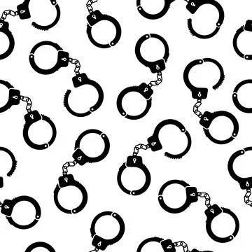 Handcuffs pattern repeat seamless in black color Stock Illustration