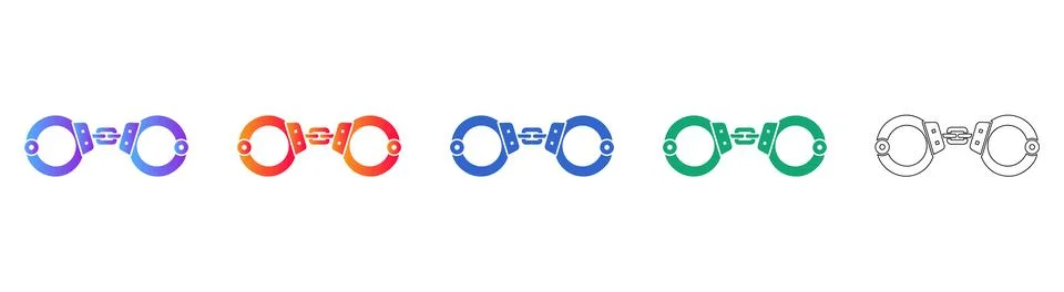Handcuffs Security Icon Set Stock Illustration