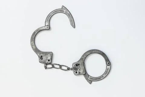 Handcuffs on white background isolate Foto stock