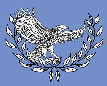 Handdrawing eagle and wreath vector art Stock Illustration