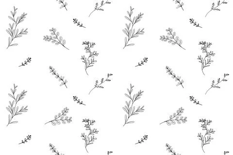 Handdrawn abstract leafs seamless background, abstract botnical design, sea.. Stockillustratie
