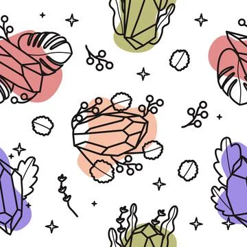 Handdrawn Aesthetic Gemstone Pattern Seamless 库存插图
