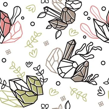 Handdrawn Aesthetic Gemstone Pattern Seamless 스톡 일러스트