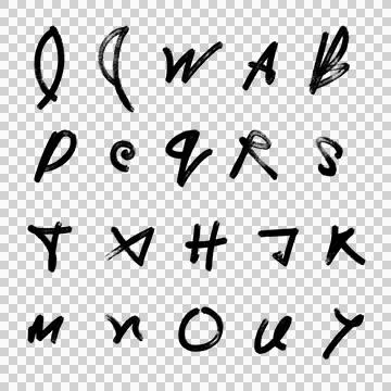 Handdrawn Alphabet Set Scribbled Letters Stock Illustration