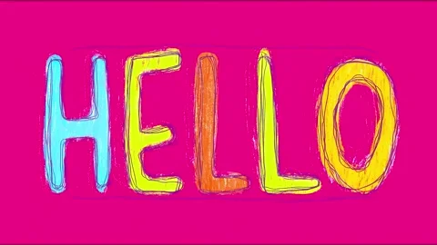 Handdrawn animated "hello" text loop with vibrant colors Stock Footage 316123580
