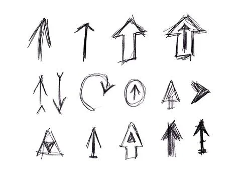 Handdrawn arrow set Ilustración de archivo