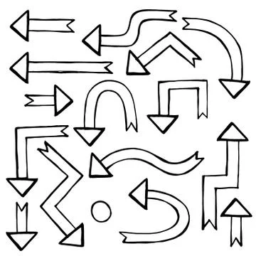 Handdrawn arrows vector set. Isolated vector illustration on whi Stock Illustration