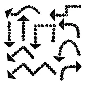 Handdrawn arrows vector set. Isolated vector illustration on whi Stock Illustration