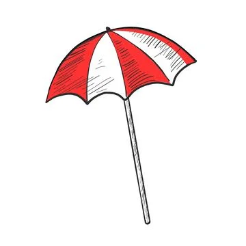 Handdrawn Beach Umbrella Stock Illustration