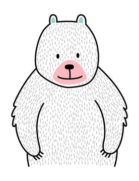 Handdrawn bear illustration featuring soft texture and peaceful demeanor Stock Illustration