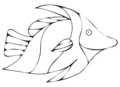 HandDrawn Black and White Fish Doodle Sketch Illustration. Illustrazione stock