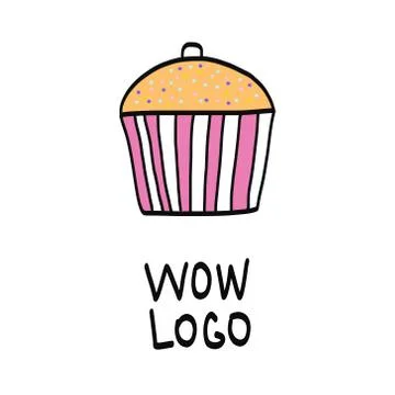 Handdrawn cake logo Stock Illustration
