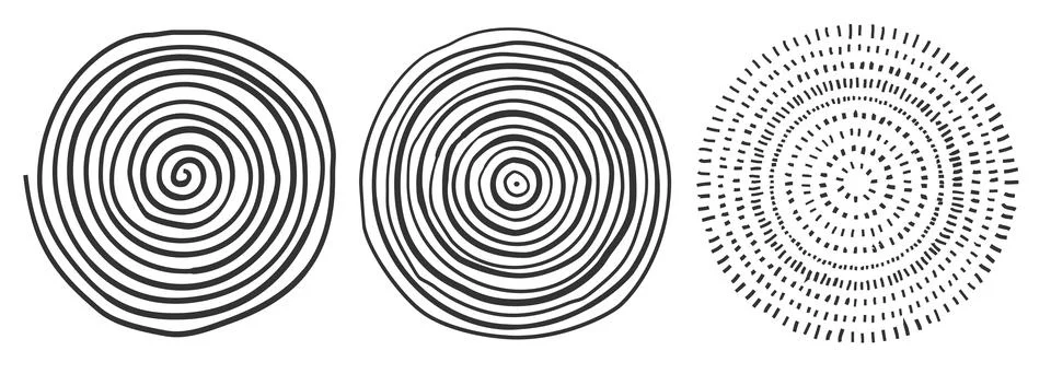 Handdrawn circular graphic elements with variable stroke Stock-Illustration