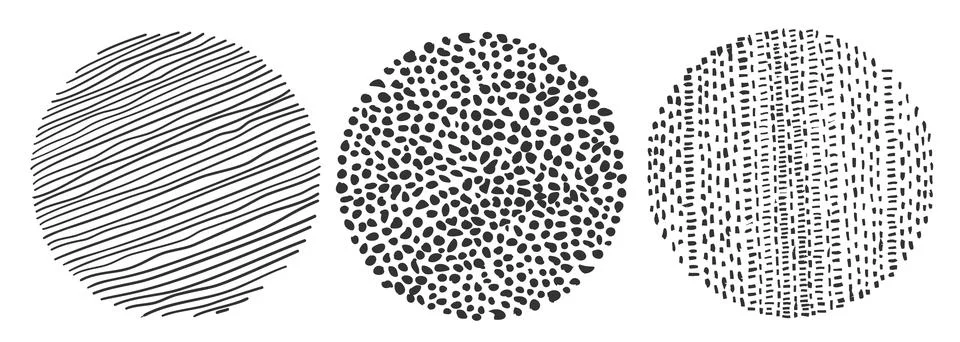 Handdrawn circular graphic elements with variable stroke Illustrazione stock