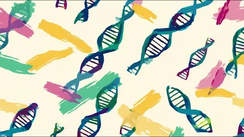 Handdrawn dna sequence animation with abstract brushstrokes in motion Stock Footage 315450410