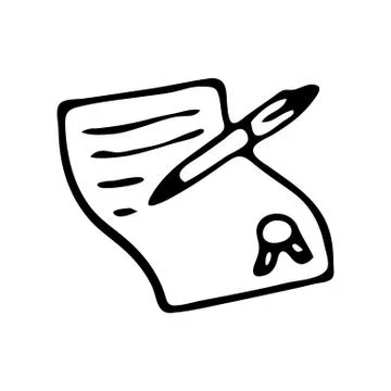 Handdrawn document doodle icon. Hand drawn black sketch. Sign symbol. Decorat Illustrazione stock