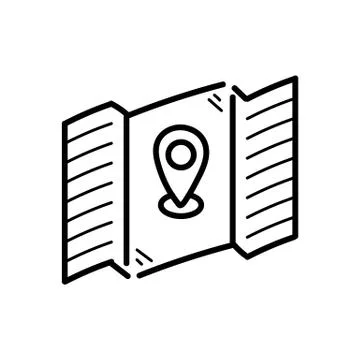 Handdrawn doodle gps map icon. Hand drawn black sketch. Sign symbol. Decorati Stockillustratie