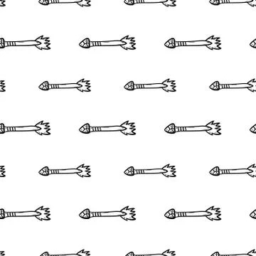 Handdrawn doodle seamless pattern arrow icon. Hand drawn black sketch. Sign s Stock Illustration