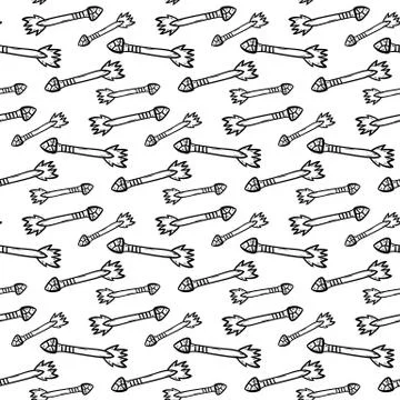 Handdrawn doodle seamless pattern arrow icon. Hand drawn black sketch. Sign s Illustrazione stock