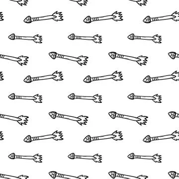 Handdrawn doodle seamless pattern arrow icon. Hand drawn black sketch. Sign s イラスト素材