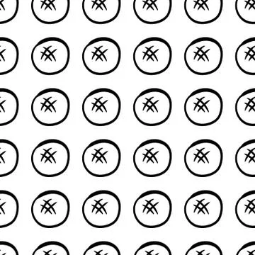 Handdrawn doodle seamless pattern ball icon. Hand drawn black sketch. Sign sy Stock Illustration