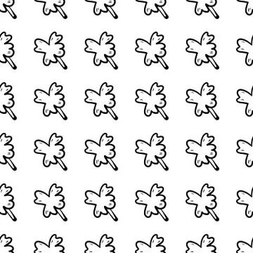 Handdrawn doodle seamless pattern leaf icon. Hand drawn black sketch. Sign sy Illustrazione stock