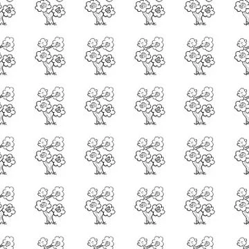 Handdrawn doodle seamless pattern tree icon. Hand drawn black sketch. Sign sy イラスト素材