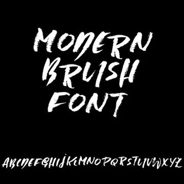 Handdrawn dry brush font. Modern brush lettering. Grunge style alphabet. Vector Stock Illustration