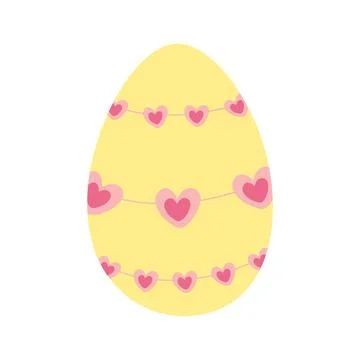 HandDrawn Easter Egg with Hearts Garlands Sticker Icon Pictogram Easter Greeting Stock Illustration