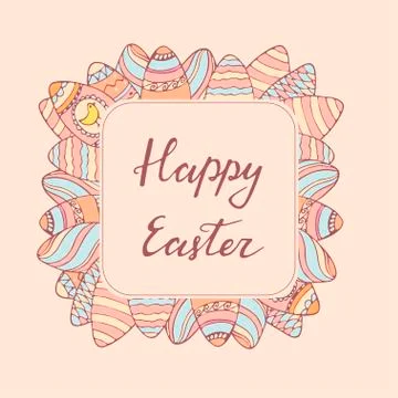 Handdrawn Easter frame with greeting Stock Illustration