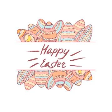 Handdrawn Easter frame with greeting Stock Illustration