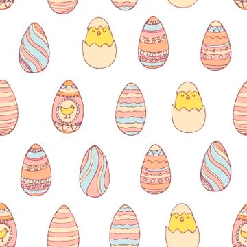 Handdrawn easter seamless pattern イラスト素材