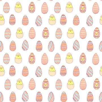Handdrawn easter seamless pattern Stock Illustration