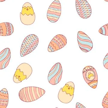 Handdrawn easter seamless pattern 스톡 일러스트