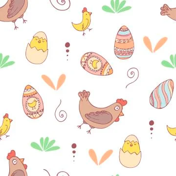Handdrawn easter seamless pattern Stock Illustration