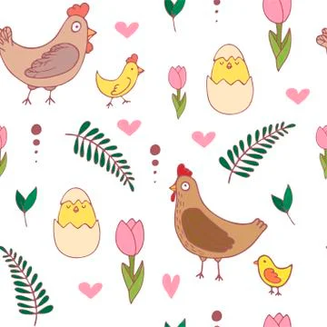 Handdrawn easter seamless pattern Stock Illustration